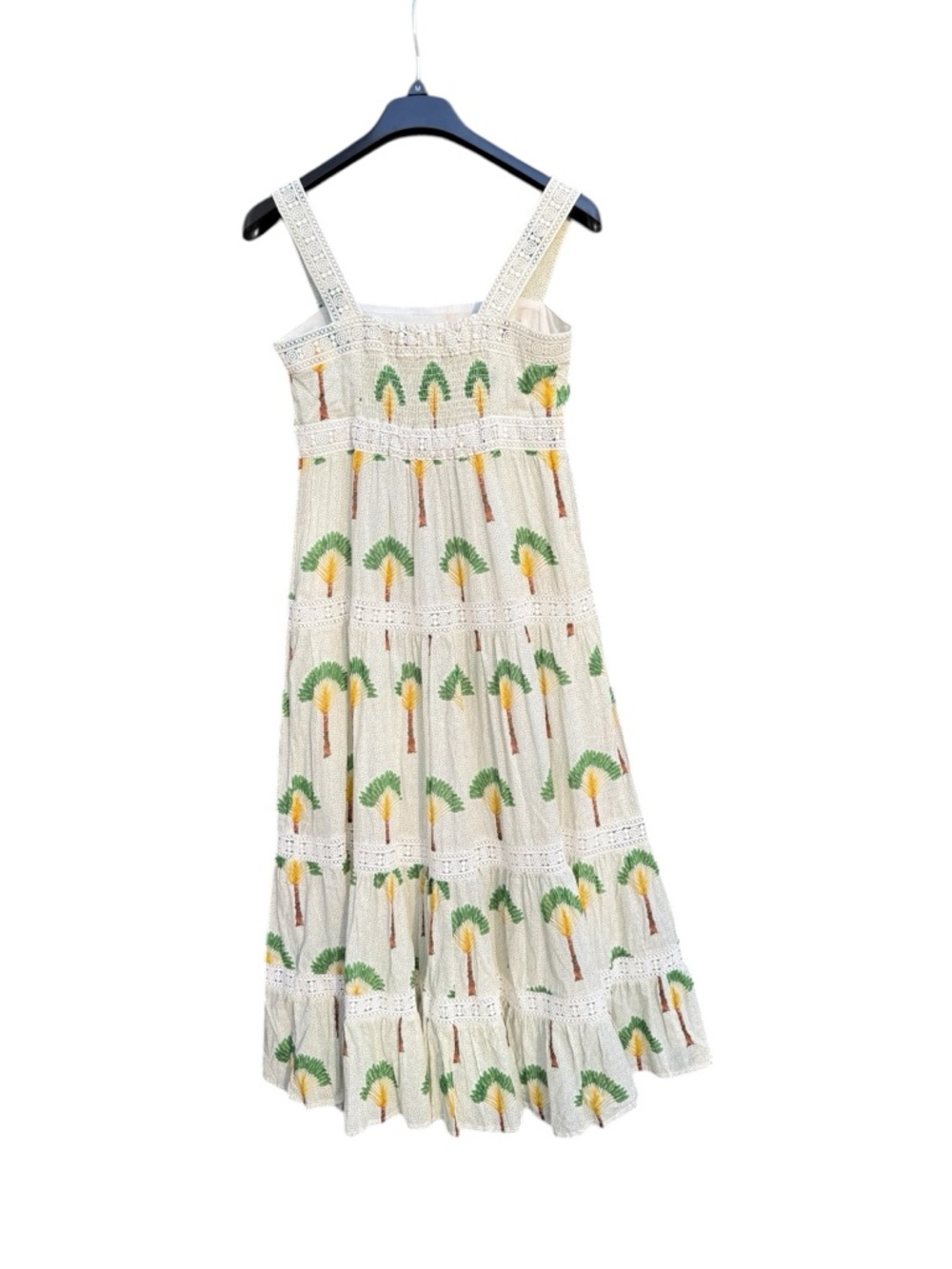 Calypso St. Barth Cream Maxi Dress with Green and Yellow Palm Motif - Picture 3 of 7